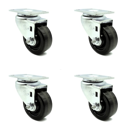 3 Inch Phenolic Wheel Swivel Top Plate Caster Set